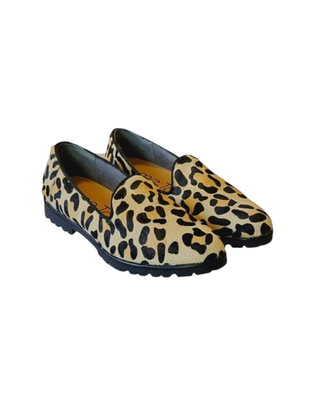 Me Too Cario Calf Hair Leather Leopard Print Slip-on Loafer Shoe Size 7.5